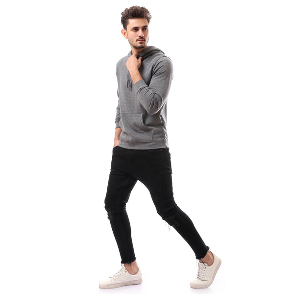 Heather Dark Grey Slip On Winter Hoodie