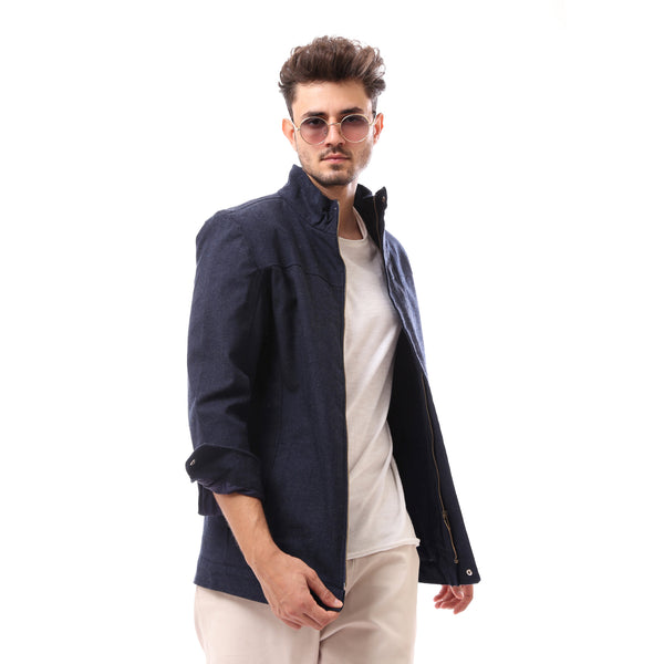 polyester_mandarin_collar_buttoned_navy_blue_coat