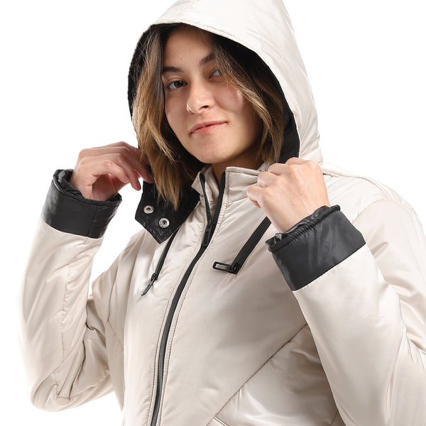 waterproof_plain_adjustable_hooded_puffer_cream_jacket