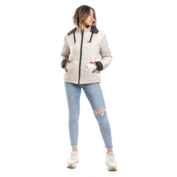 waterproof_plain_adjustable_hooded_puffer_cream_jacket