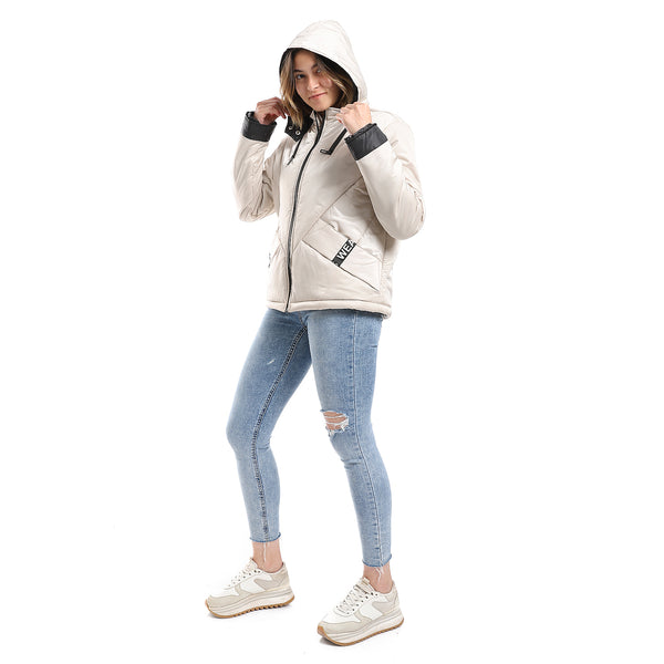 waterproof_plain_adjustable_hooded_puffer_cream_jacket
