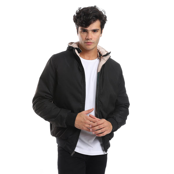double_face_waterproof_black_bomber_jacket