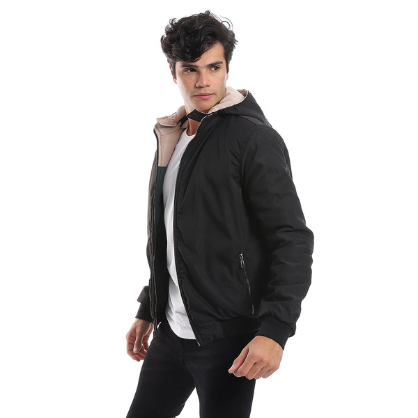 Double Face Waterproof Black Bomber Jacket