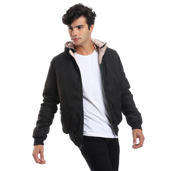 double_face_waterproof_black_bomber_jacket