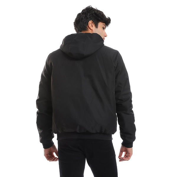 double_face_waterproof_black_bomber_jacket