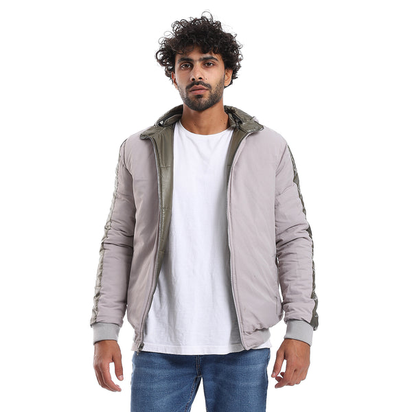 zipper_closure_double_face_printed_-_waterproof_jacket_-_olive_green_-_light_grey