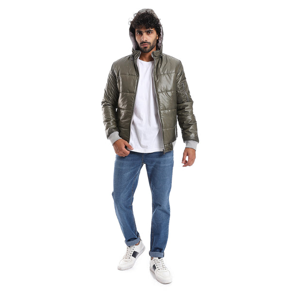 zipper_closure_double_face_printed_-_waterproof_jacket_-_olive_green_-_light_grey