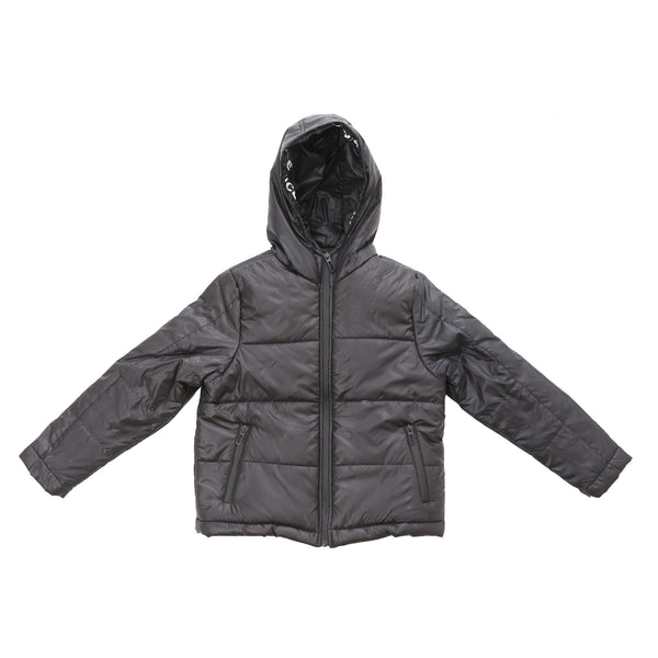 Quilted Pattern Two Zippered Pockets Boys Jacket - Black