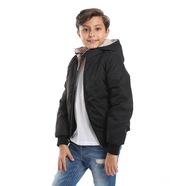 Boys Double Face Waterproof Black Bomber