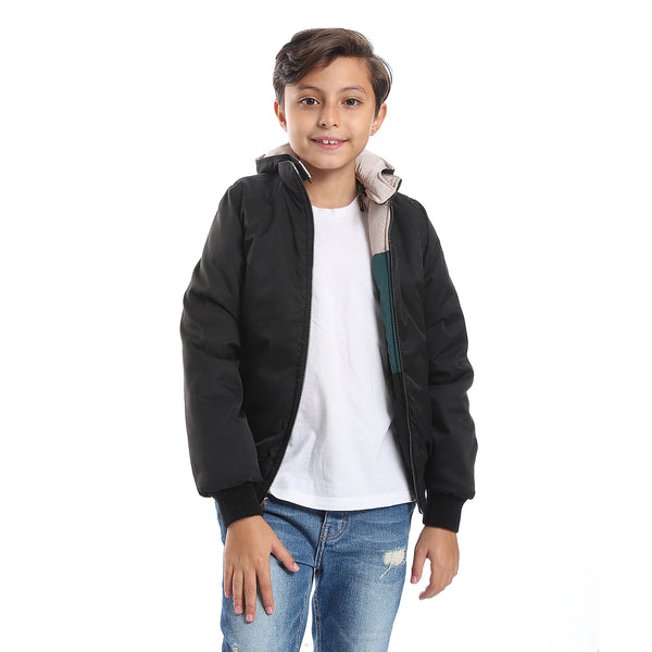 Boys Double Face Waterproof Black Bomber