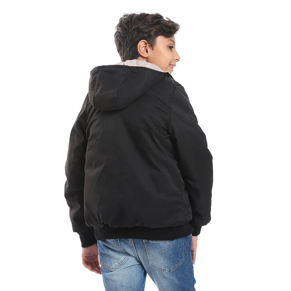 Boys Double Face Waterproof Black Bomber