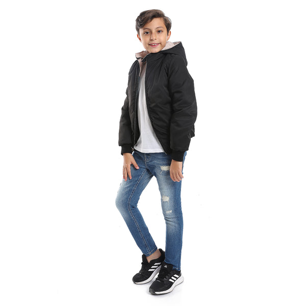 Boys Double Face Waterproof Black Bomber