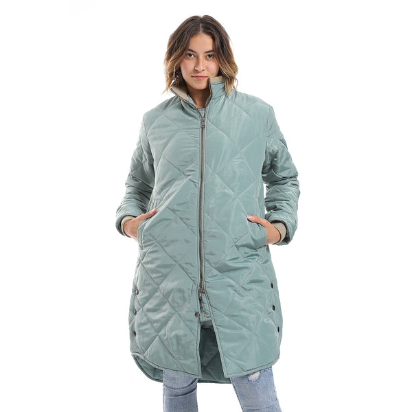 common_teal_plain_zipper_waterproof_puffer_jacket