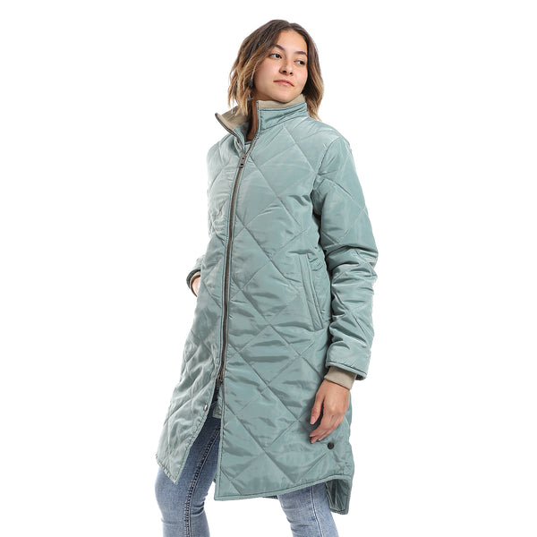 common_teal_plain_zipper_waterproof_puffer_jacket
