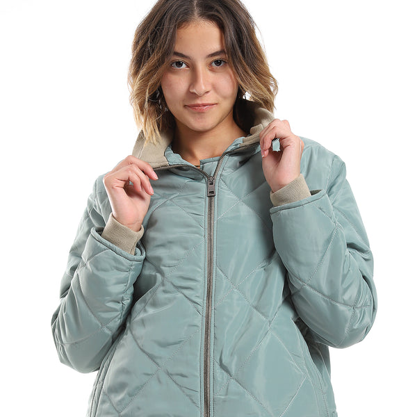 common_teal_plain_zipper_waterproof_puffer_jacket