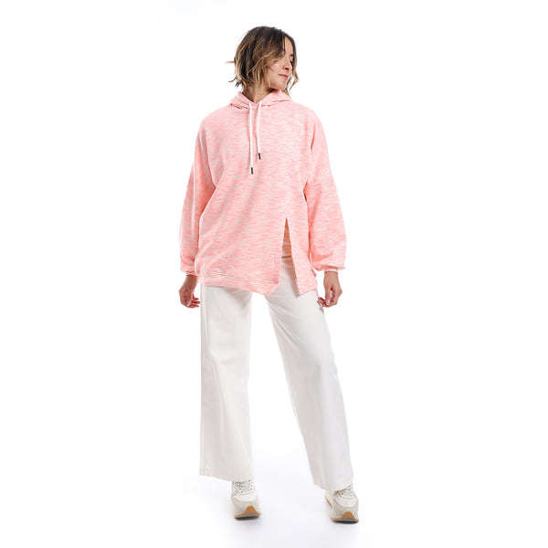 self_pattern_slip_on_hoodie_-_neon_pink_-_beige