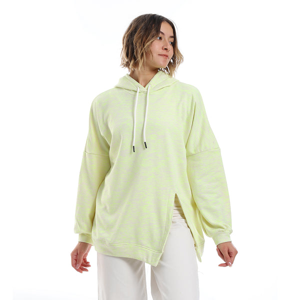 self_pattern_slip_on_hoodie_-_neon_green_-_beige