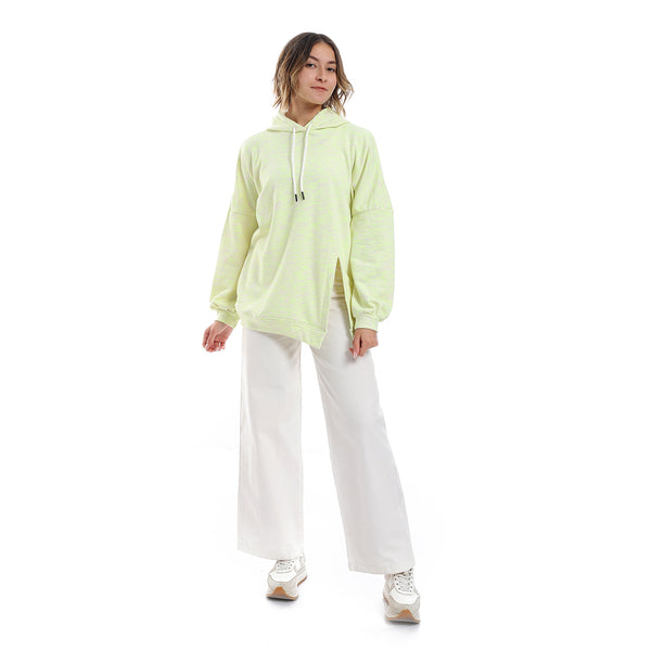 self_pattern_slip_on_hoodie_-_neon_green_-_beige