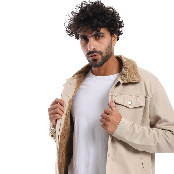long_sleeves_multi_pockets_fur_padderd_jacket_-_beige