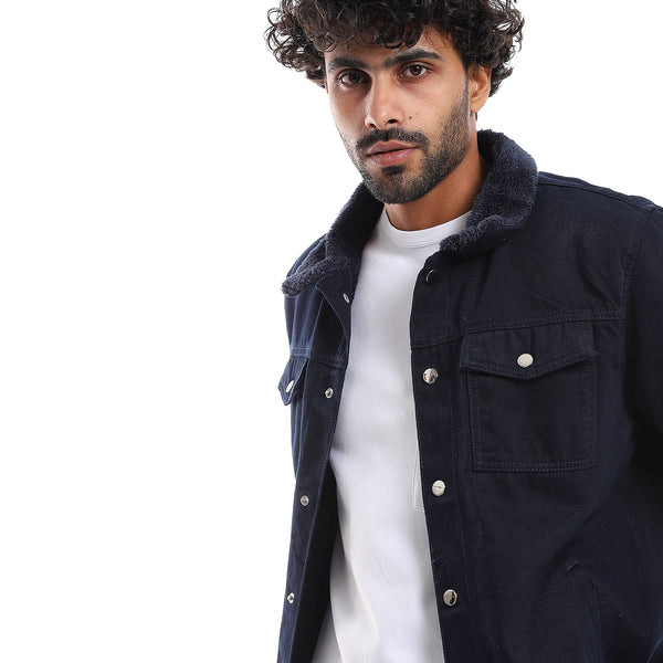 long_sleeves_multi_pockets_fur_padderd_jacket_-_navy_blue