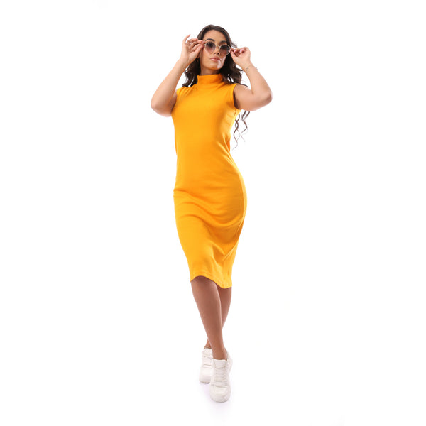 Free Size Slip On Mustard Yellow Dress