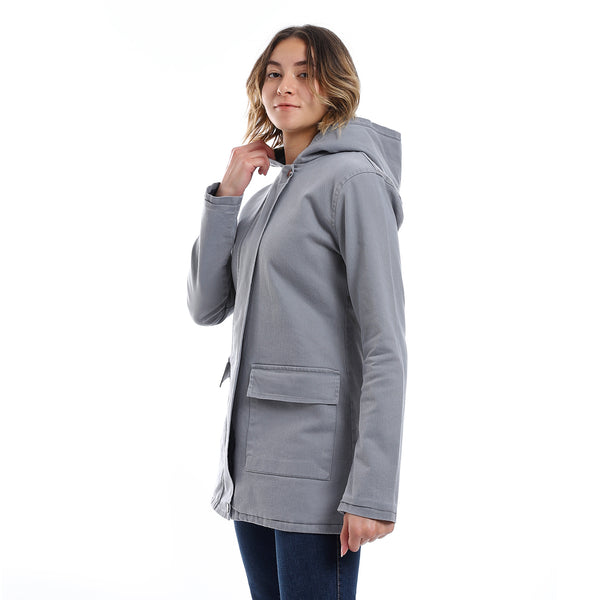 Polyester Tall Solid Buttoned Coat