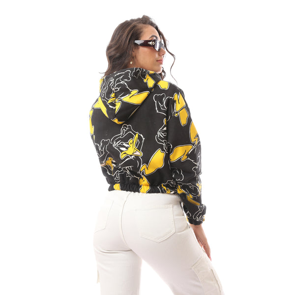 Black Fly Zipper "Duck" Printed Jacket