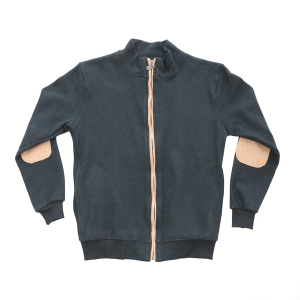 Long Sleeves Zipper Closure Boys Sweatshirt - Dark Green & Beige