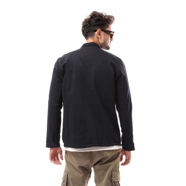 black-polyester-buttoned-coat-with-pockets