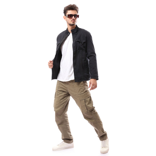 black-polyester-buttoned-coat-with-pockets