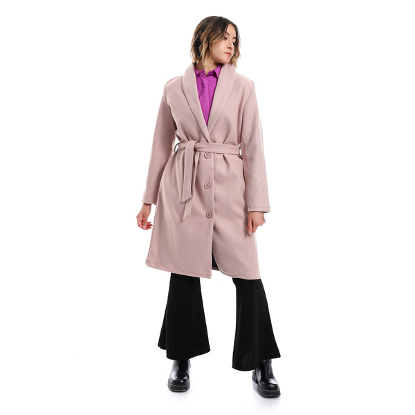 Shawl Lapel Collar Belted Coat - Kashmir