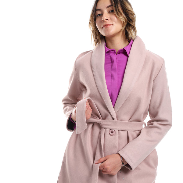 Shawl Lapel Collar Belted Coat - Kashmir