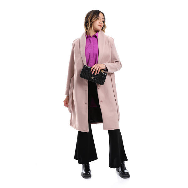 Shawl Lapel Collar Belted Coat - Kashmir