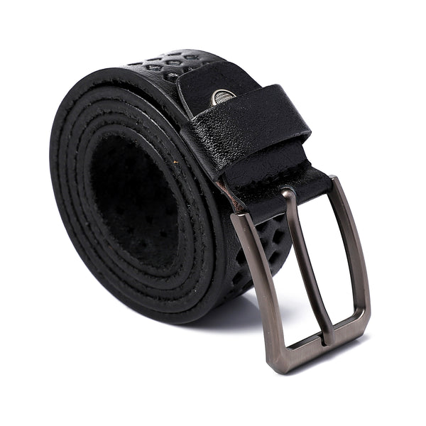 Black Perforated Leather Belt