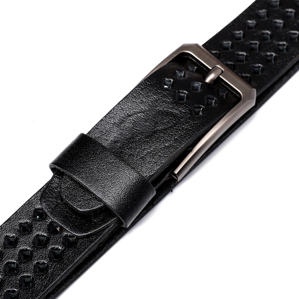 Black Perforated Leather Belt