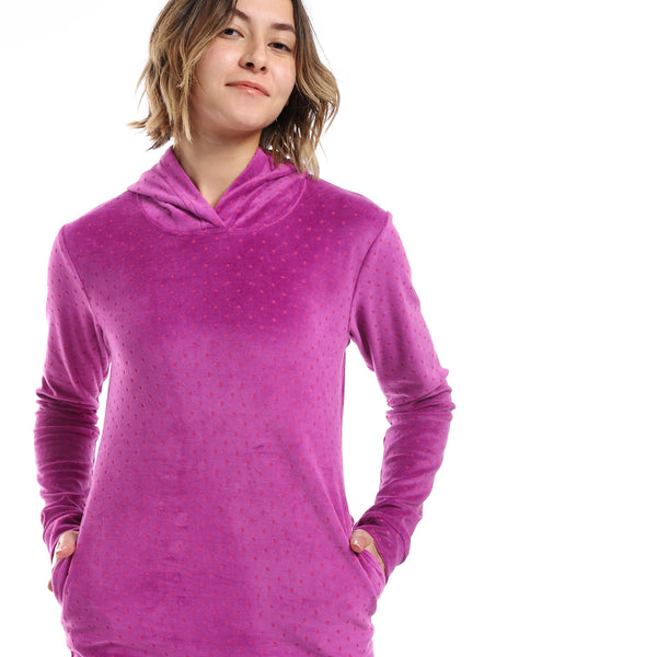 polka_dot_pattern_hooded_neck_pajama_-_purple-_black_-_fuchsia
