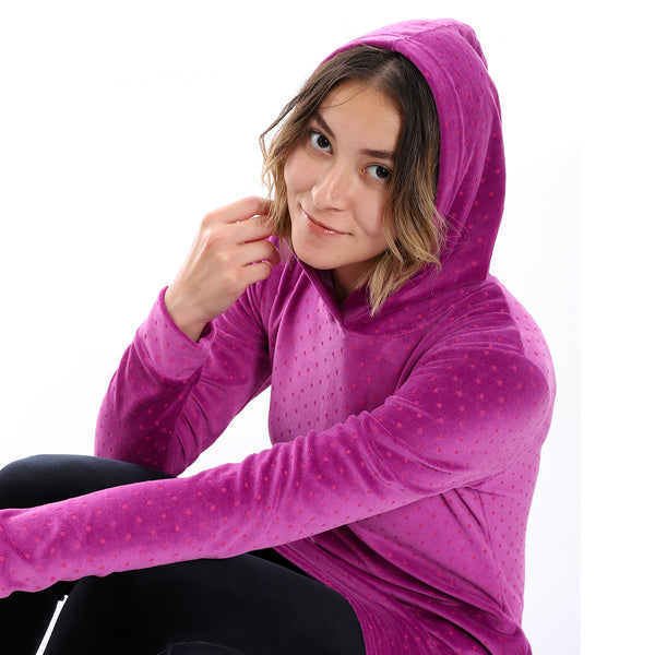 polka_dot_pattern_hooded_neck_pajama_-_purple-_black_-_fuchsia