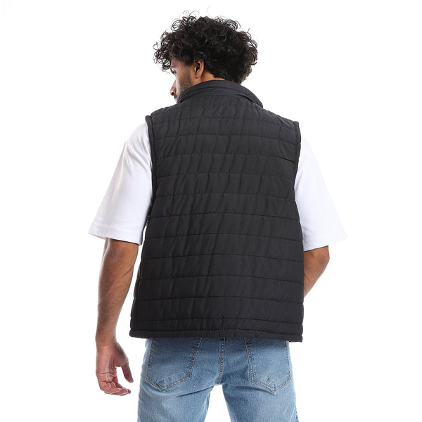 Sleeveless Zipper Closure Vest - Black
