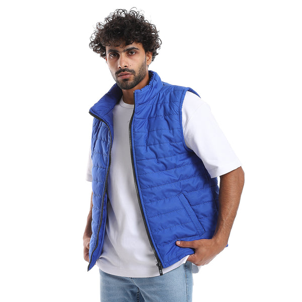 Sleeveless Zipper Closure Vest - Royal Blue