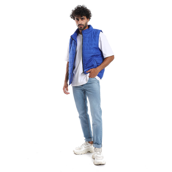 Sleeveless Zipper Closure Vest - Royal Blue