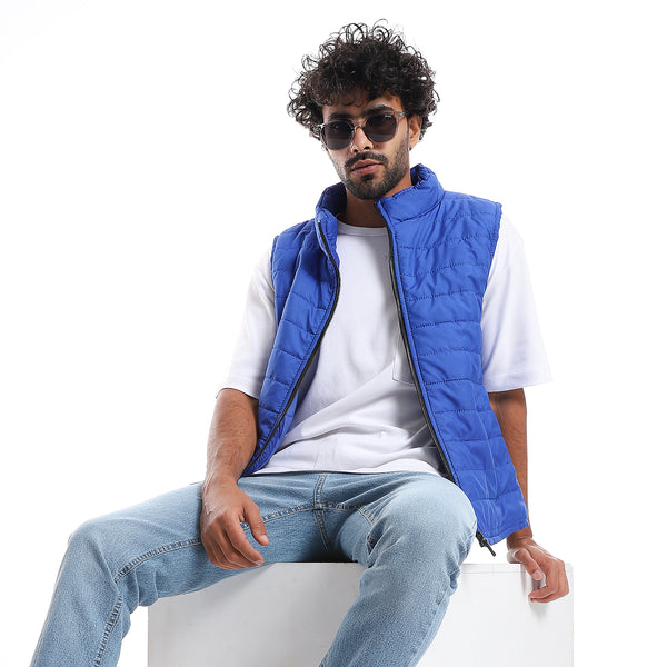 Sleeveless Zipper Closure Vest - Royal Blue