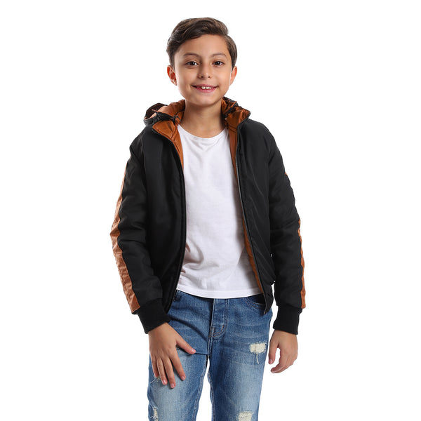 zipper_closure_double_face_printed_-_waterproof_boys_jacket_-_cramel_brown_-_black
