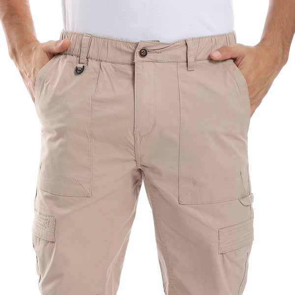 Buff Beige Plain Regular Cargo