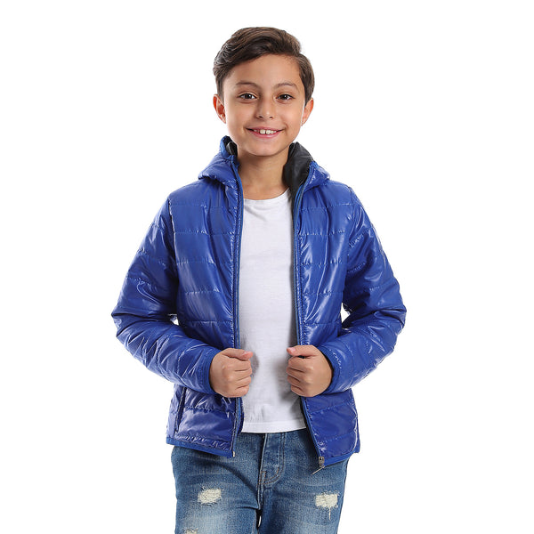 Long Sleeves Quilted Pattern Boys Jacket - Royal Blue