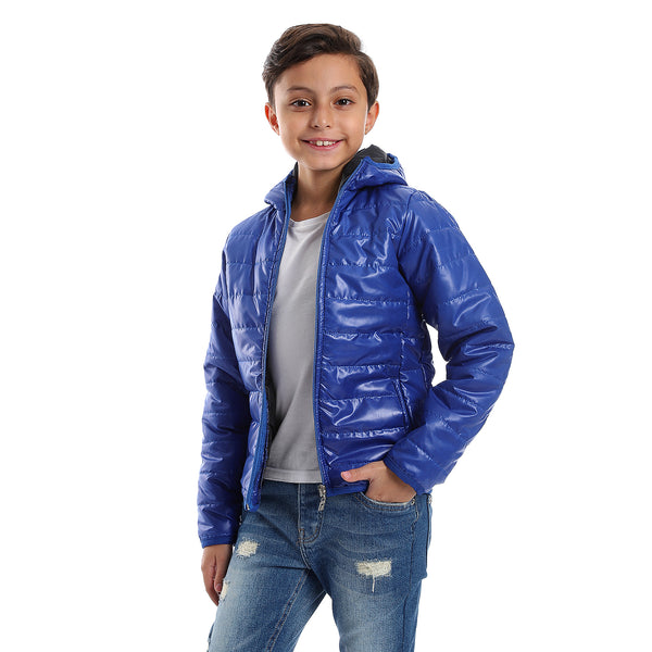 Long Sleeves Quilted Pattern Boys Jacket - Royal Blue