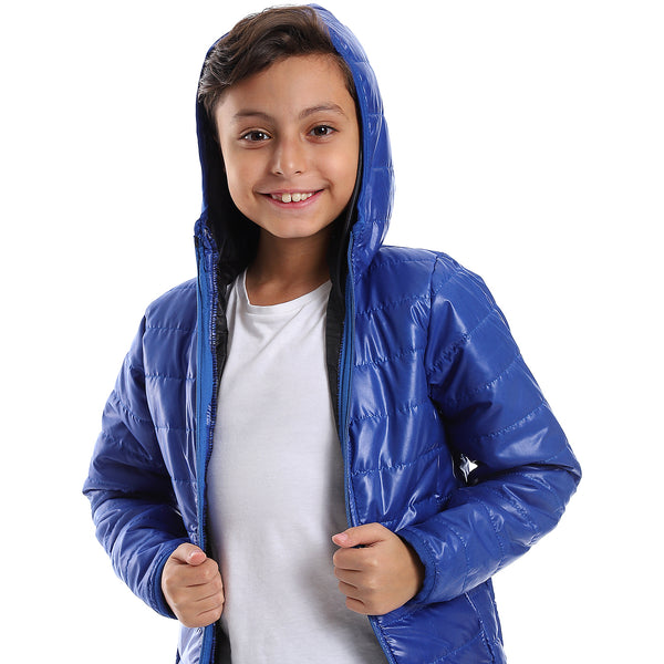 Long Sleeves Quilted Pattern Boys Jacket - Royal Blue