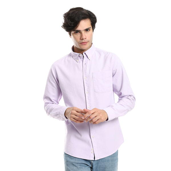 Button Down Collar Long Sleeves Shirt - Lilac