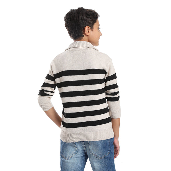 Stripped Black & Ivory Boys Pullover
