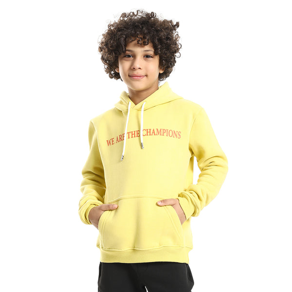Front And Back Printed Pattern Slip On Boys Hoodie - Lemon Yellow