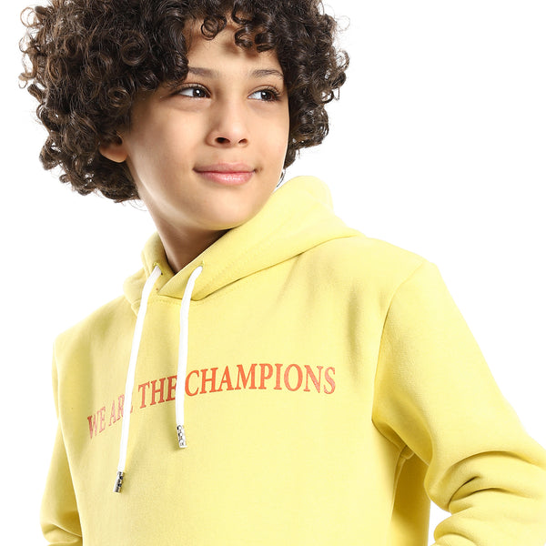 Front And Back Printed Pattern Slip On Boys Hoodie - Lemon Yellow